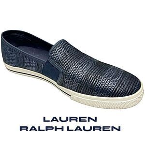 Lauren Ralph Lauren Jinny Woven Slip-On Sneaker Navy Size 10 Medium Pre-Owned
